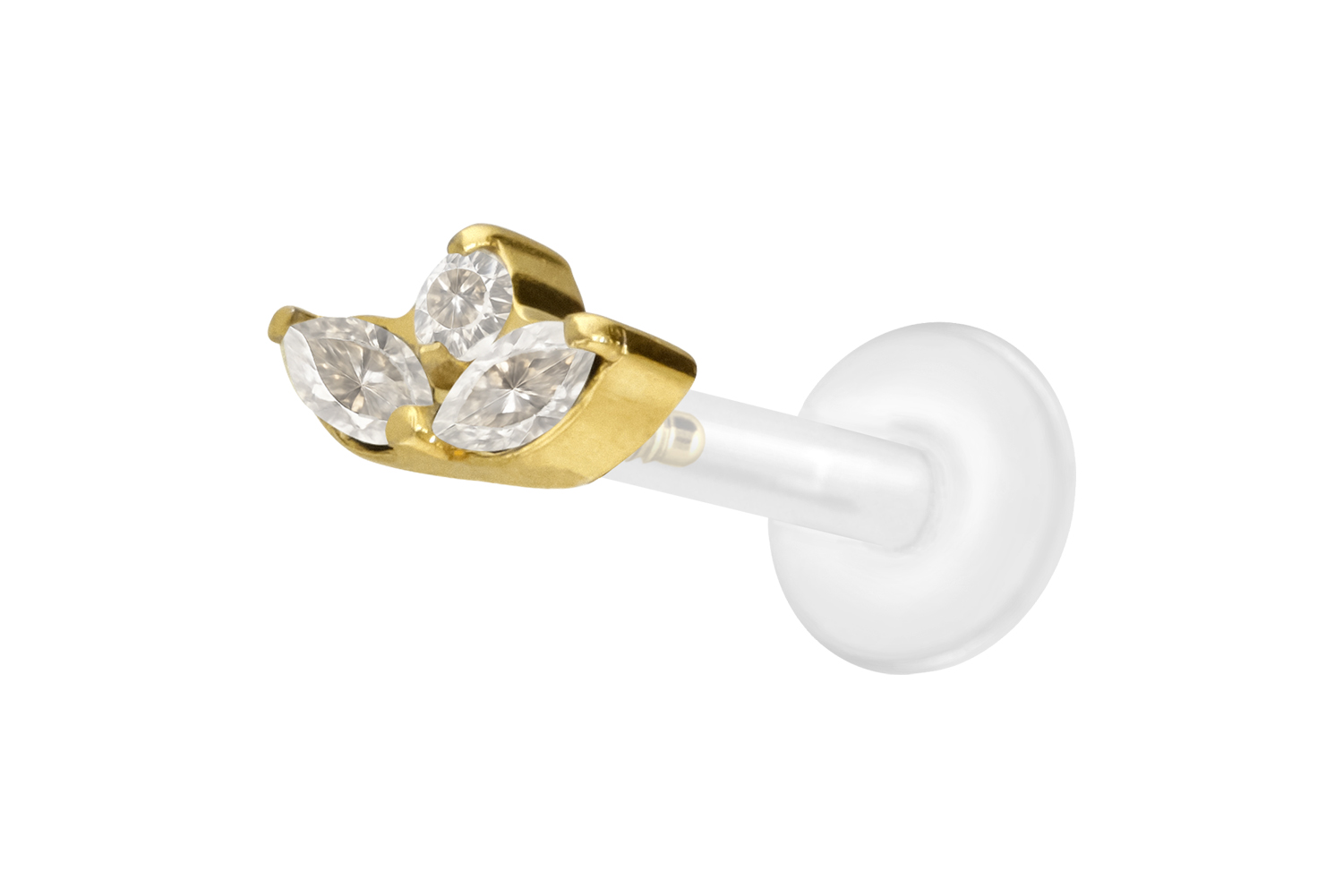 PTFE Labret Piercing mit Innengewinde + Titan-Aufsatz LOTUSBLÜTE